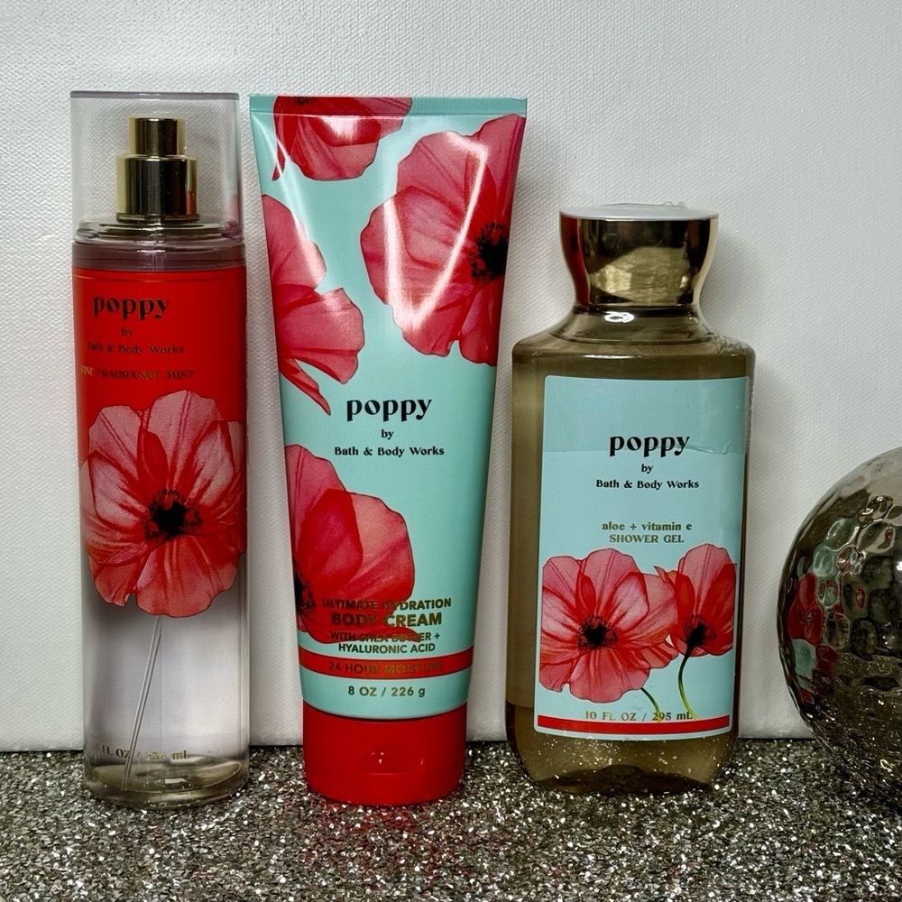 Bath & Body Works Poppy Gift Set Floral Scents Nwt - Picture 3 of 7